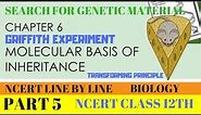 PART-5 GRIFFITH EXPERIMENT || SEARCH FOR GENETIC MATERIAL || CHAPTER 6 NCERT CLASS 12TH BIOLOGY