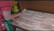 Computer Desk Makeover Using RoomMates Distressed Wood Peel and Stick Wallpaper Tutorial Part 1