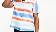 ASOS DESIGN relaxed revere linen look shirt in horizontal tie dye stripe | ASOS