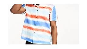 ASOS DESIGN relaxed revere linen look shirt in horizontal tie dye stripe | ASOS