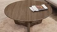 FINECASA Wooden Coffee Table, 36 x 18 '' Curved Leg Coffee Table, Round Coffee Table for Living Room, Accent Couch,Home Decoration, Dark Brown Living Room Tables, Chestnut