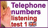 Telephone number listening practice in English
