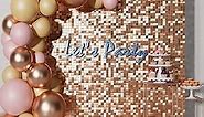 COKAOBE Rose Gold Shimmer Wall Backdrop 24PCS Rose Gold Sequins Backdrop Decoration Panels, Photo Backdrops for Birthday, Anniversary Wedding Engagement Decoration (Rose Gold)