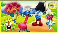 Trolls Transform Into Smurfs Papa Smurf Smurfette Willow Poppy Branch Brainy Fun Video For Kids