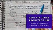 DBMS architecture | Database System Structure in Hindi - Lecture 23