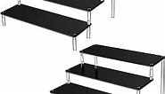 2 Packs Tiered Display Stand For Craft Shows Display Racks Acrylic Risers Black Display Shelves Vendors Cardboard Organizer Table For Products Collection Dessert Perfume Cologne Display(3 Tiers)
