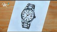 how to draw wristwatch || wristwatch drawing easy || watch drawing || hand watch drawing