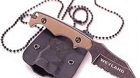 WEYLAND EDC Fixed Blade Tactical Neck Knife With Sheath - Small Fixed Blade Utility Knife, Boy Scout Carry knife for Everyday Carry and Hiking