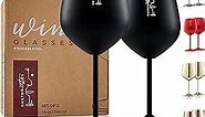 Gusto Nostro Stainless Steel Wine Glass - 18 oz - Unbreakable Black Wine Glasses for Travel, Camping and Pool - Fancy, Unique and Cool Portable Metal Wine Glass for Outdoor Events, Picnics (Set of 2)