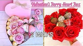 DIY Strawberry Heart Box | Valentine's Day Arrangement 2 Ways | How to make a Heart Shaped Gift Box