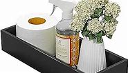 Bathroom Vanity Tray Bamboo Tray - Guest Towel Organizer Holder Tray Wood Sink Tray, Toilet Tank Tray Perfume Tray for Home Decoration 15” L x 6” W x 3” H (Black)