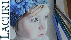 Drawing a child in colored pencil - portrait tutorial by Lachri