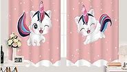 Amrgik Pink Blackout Curtains 64 Inch Long (2 Panels Sets) Kawaii Cat Curtains, Cute Window Curtains for Living Room and Bedroom are Suitable for Young Girls, Women (Pink-2, 64 x 52 inch)