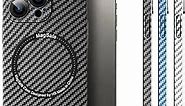 Carbon Fiber Magnetic Phone Case for iPhone 13 Series,Slim Bumper Compatible with Magsafe Card Wallet& Wireless Chager (for iPhone 13,Blue)