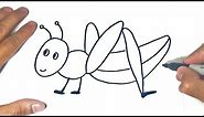 How to draw a Grasshopper for kids | Drawings Tutorials