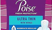 Poise Ultra Thin Incontinence Pads with Wings & Postpartum Incontinence Pads, 4 Drop Moderate Absorbency, Regular Length, 90 Count (Pack of 3), Packaging May Vary