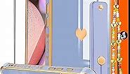 Coralogo Heart for Google Pixel 7 Case 6.3 inch for Women Girls Girly Cute Pretty Phone Cases with Stand Dark Blue Gold Love Hearts Plated Desgin Aesthetic Cover+Screen+Chain for Pixel 7 5G 2022