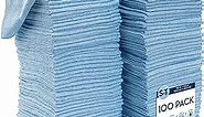 S&T INC. 100 Pack Microfiber Cleaning Cloth, Bulk Microfiber Towel for Home, Reusable and Lint Free Cloth Towels for Car, Light Blue, 11.5 Inch x 11.5 Inch, 100 Count