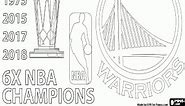 Warriors, x 6 NBA champions coloring page printable game