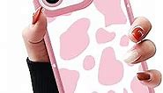 Compatible with iPhone 13 Pro Max Case Pink Cow Print Design for Women Girls Soft Slim Fit Silicone Protective Case with Screen Protector for iPhone 13 Pro Max Cow Print Pattern