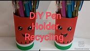 DIY Watermelon pencil/pen holder with toilet paper roll||DIY Table origanizer|Super easy|Artify club