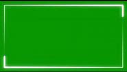 Square Shape Frame - White Neon Effect - Green Screen - Chroma Key - No Copyright
