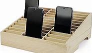 36-Grid Wooden Cell Phone Holder Desktop Organizer Storage Box for Classroom Office (36-Grid)