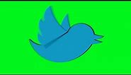 Twitter Bird Flying On Green Screen - 3D Logo Animation