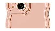 Caseative Solid Color Curly Wave Frame Soft Compatible with iPhone Case (Pink,iPhone 15 Pro)