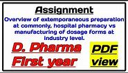 Overview of extemporaneous preparation at community hospital pharmacy, manufacturing of dosage forms