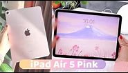 🌸 NEW Pink iPad Air 5 (2022) Unboxing+ Apple Pencil 2 ✨ Aesthetic setup and first impressions  M1