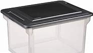 Sterilite File Box, Stackable Storage Bin with Lid, Plastic Container to Organize Taxes, Papers in the Home, Office, Clear Base with Black Lid, 4-Pack