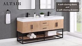 Altair Bianco 72 in. W x 22 in. D x 34 in . H Double Sink Bath Vanity in Light Brown with White Composite Stone Top 552072B-LB-WH-NM