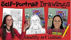 Self-Portrait Drawings: Identity Art Lesson (Parts 1-5)
