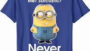 Despicable Me Minions Me Sarcastic Never Graphic T-Shirt https://amzn.to/4aUwJPp | Like if you love minions