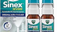 Vicks Sinex SEVERE Nasal Spray, Original Ultra Fine Mist, Decongestant Medicine, Relief from Stuffy Nose due to Cold or Allergy, & Nasal Congestion, Sinus Pressure Relief, 265 Sprays x 2