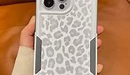 Burmcey for iPhone 14 Pro Max Case White Leopard Light Gray, Cheetah Print Heavy Duty Tough Rugged Full Body Protection Shockproof Protective Women Girls Case for iPhone 14 Pro Max 6.7'' 2022