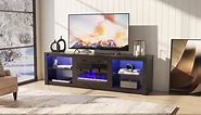 Bestier 70.8 in. Black TV Stand with Fireplace Fits TVs up to 75 in. LED Entertainment Center 1009660581