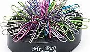 Mr Pen- Magnetic Desk Toy with Colored and Silver Paper Clips (100 Pieces), Desk Toys, Desk Decor, Desk Accessories, Paperweight, Cute Office Supplies, Paper Clips Holder, Paper Clip Dispenser