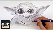 How To Draw Baby Yoda | The Mandalorian