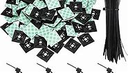 Hicarer 100 Pack Adhesive Clips for Wire Zip Tie Holder Mount Self Adhesive Cable Clip Tie Base Holder Black Wire Clip Multi Purpose Cord Cable Tie Sticky Desk Wall Organizer, Length 150 mm Width 2 cm