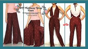 DIY: How to Cut & Sew Multi Way Wrap Pants in 10 minute |Pants Skirt | Romper | Pregnancy pants