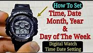 How To Set Time, Day & Date On 4 Buttons Digital Sport Watch? | Time Setting