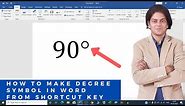 Shortcut to make degree symbol in Microsoft word | how to make degree symbol in word