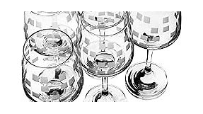 Crystal Wine Glasses, Laser-Cut Fine and Rim Crystal Clear Elegant Glassware, Modern Long Stem Wine Glasses Tall Chardonnay Wine Glasses with Stem For Wedding, Wine Tasting (Square Pattern)