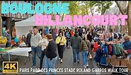 [4K] Boulogne-Billancourt, Paris suburb walk tour with Roland Garros and Saint-Germain stadiums