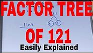 Factor tree of 121|How to draw factor tree of 121|Find factor tree of 121|121 factor tree explained