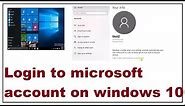 How to login to microsoft account on windows 10