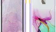 Marble Design for iPhone Xr Case Matte Clear Watercolor Hard Plastic Slim Bumper Women Men Girl Cute Shockproof Protective Cover for Apple iPhone Xr Phone Cases 6.1 inch Purple