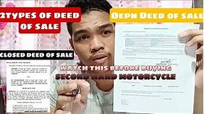 Two Types of DEED OF SALE/ Watch this Before buying SECOND HAND MOTORCYCLE AND CAR